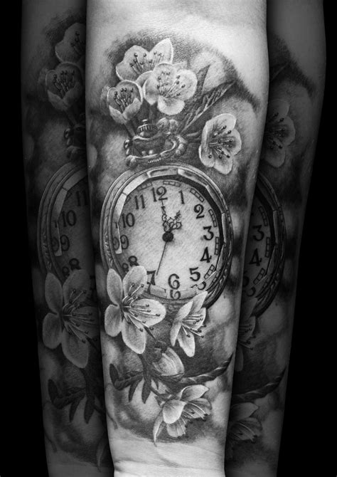 rolex watch flower tattoo|rolex pocket watch tattoo ideas.